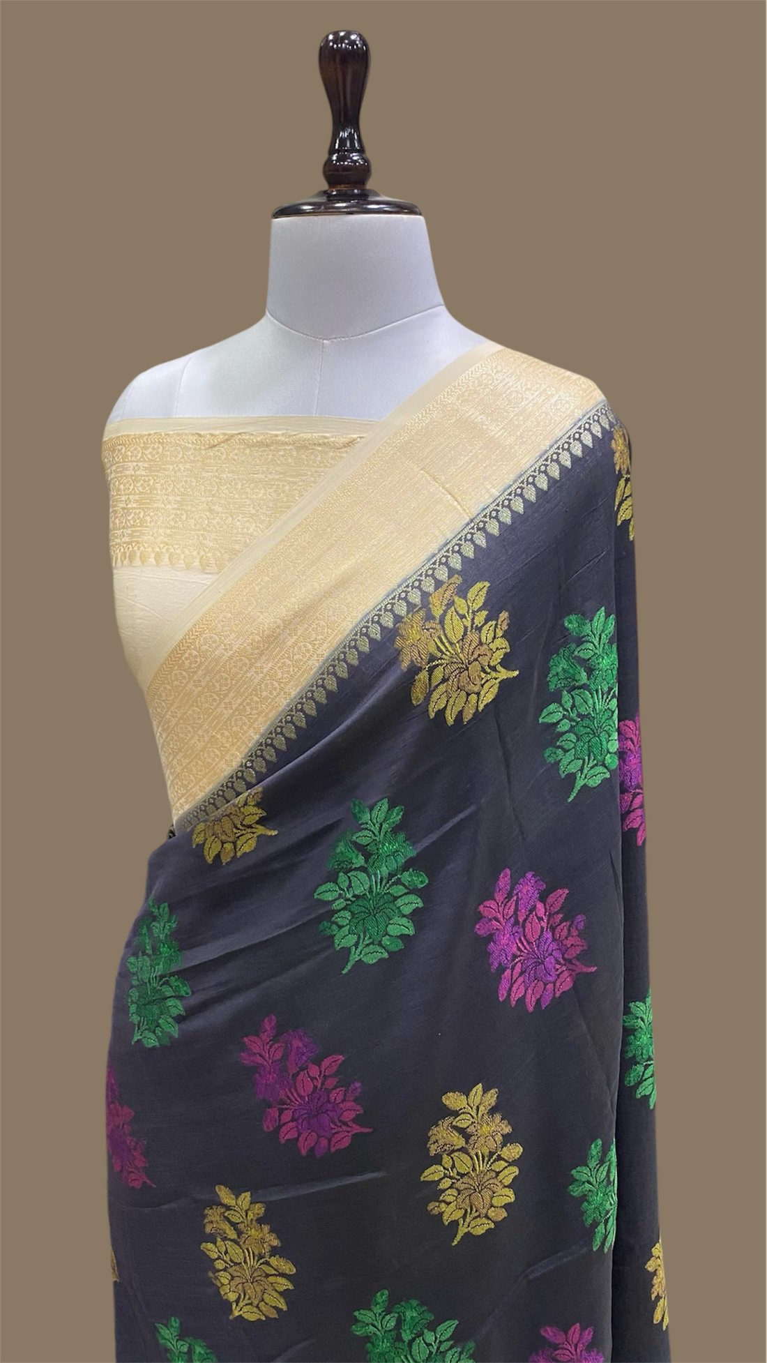 PURE CRAPE GEORGETTE HANDLOOM BANARASI SAREE