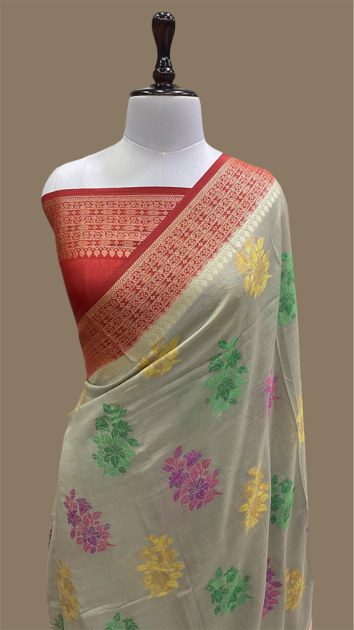 PURE CRAPE GEORGETTE HANDLOOM BANARASI SAREE