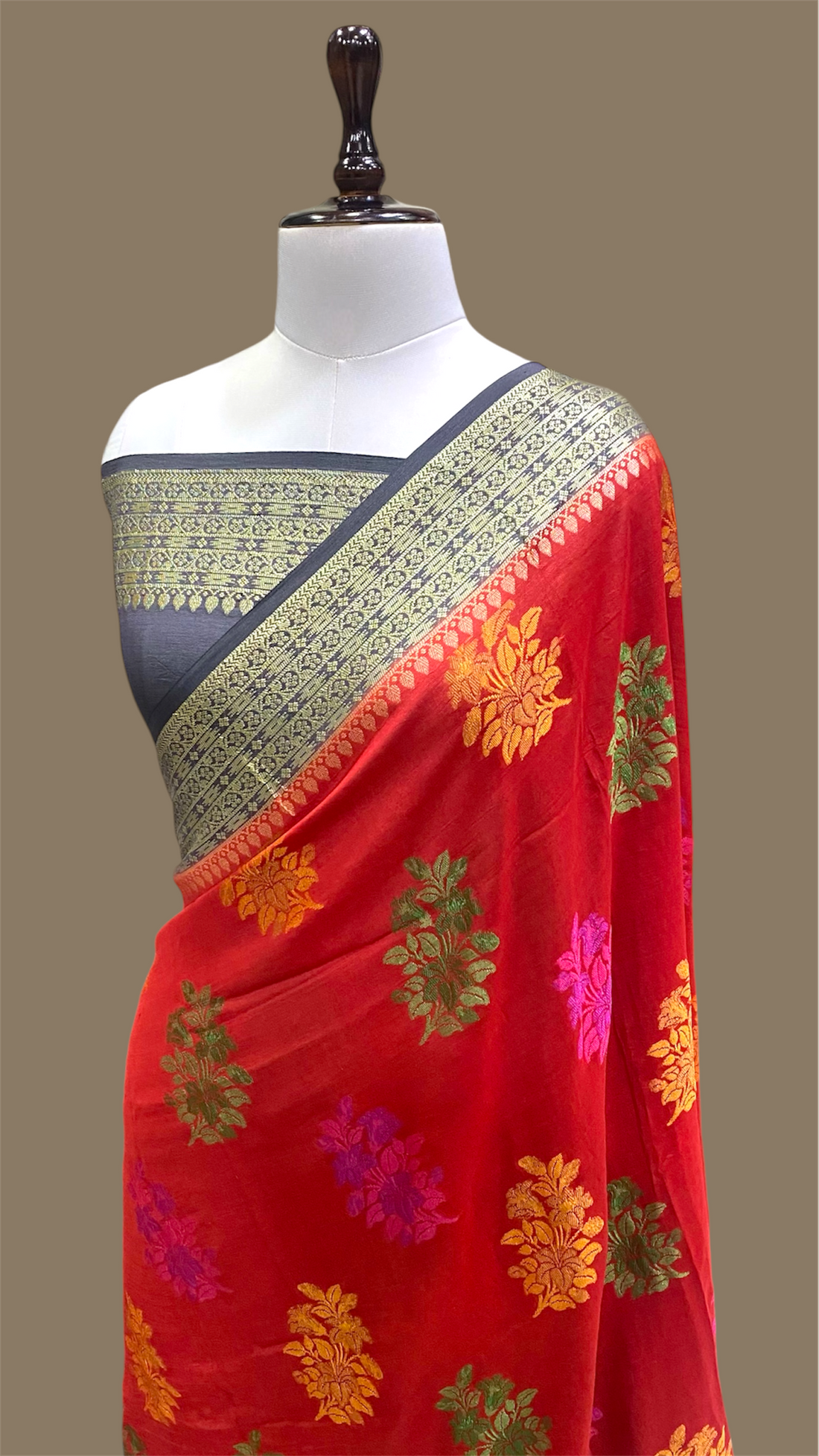 PURE CRAPE GEORGETTE HANDLOOM BANARASI SAREE