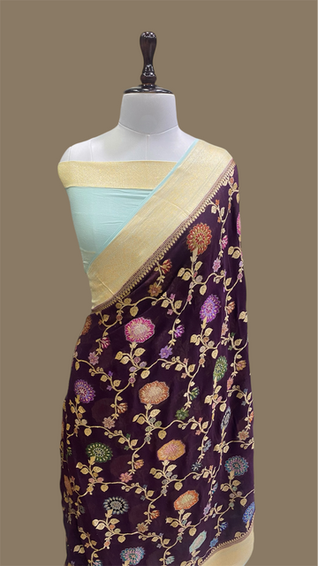 PURE KHADDI GEORGETTE TILFI HANDLOOM BANARASI SAREE