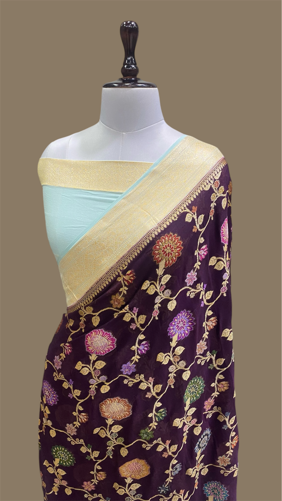 PURE KHADDI GEORGETTE TILFI HANDLOOM BANARASI SAREE