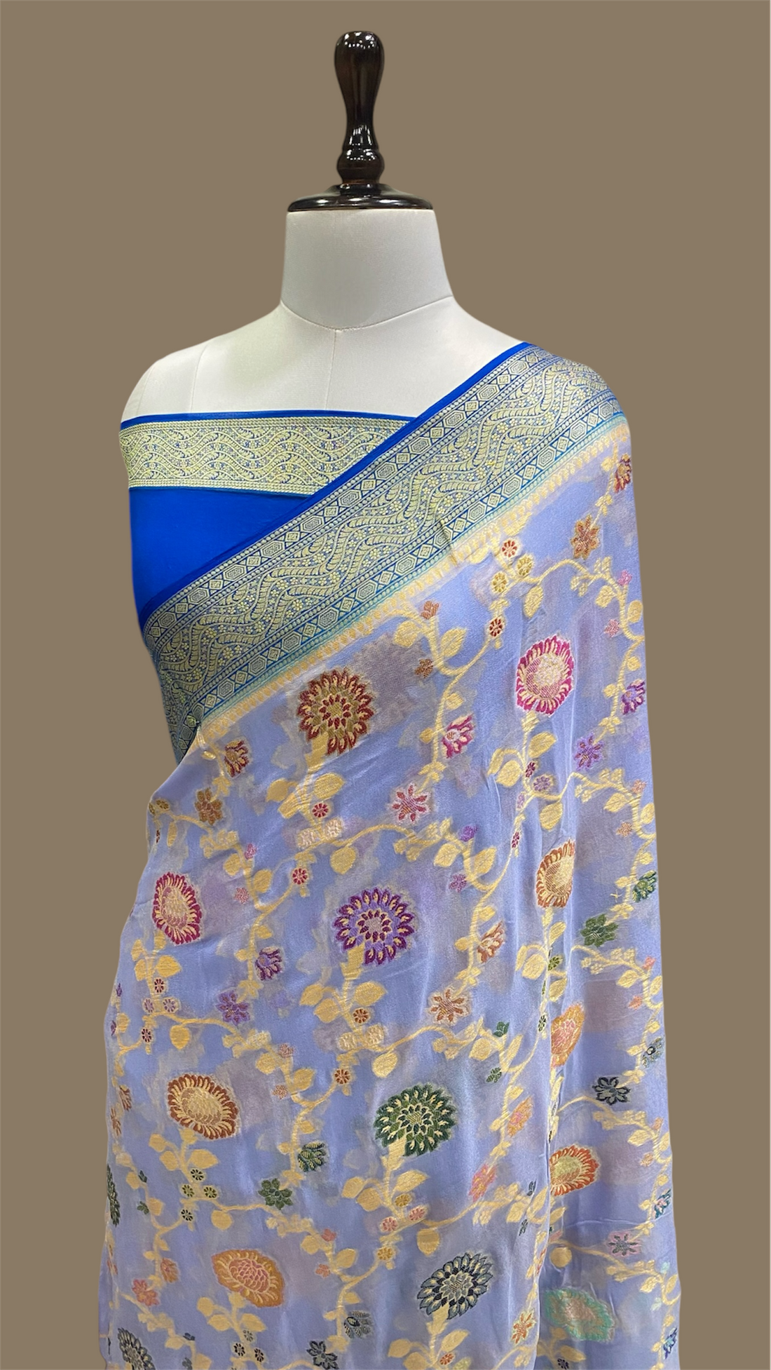 PURE KHADDI GEORGETTE TILFI HANDLOOM BANARASI SAREE