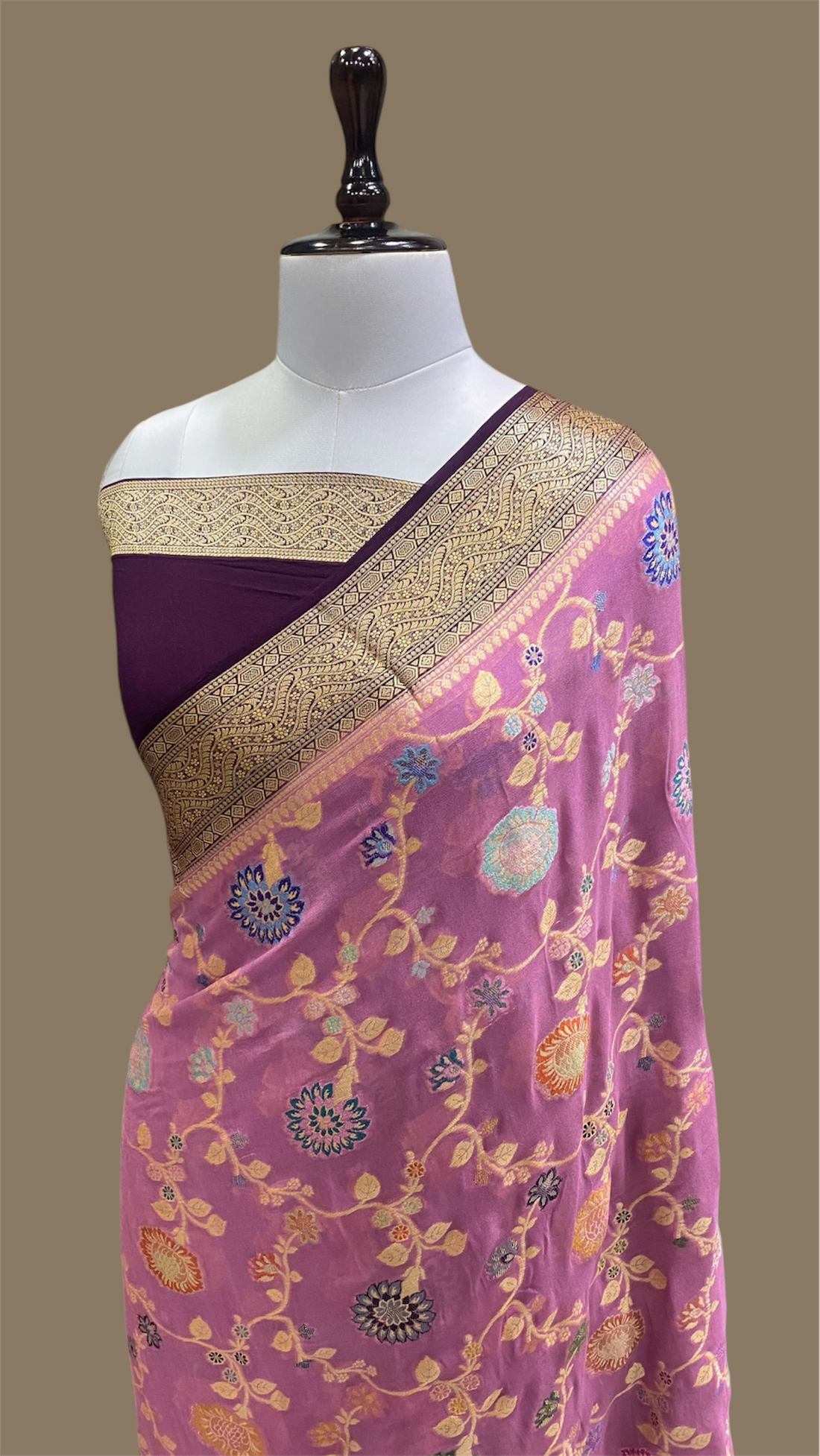 PURE KHADDI GEORGETTE TILFI HANDLOOM BANARASI SAREE