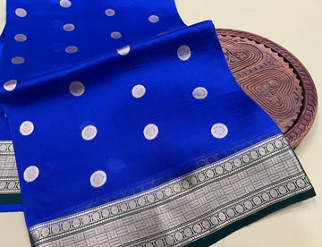 PURE BANARASI HANDWOVEN ORGANZA SILK SAREE - KADHUA MOTIF