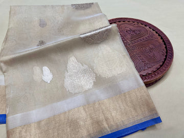 PURE BANARASI HANDWOVEN ORGANZA SILK SAREE - KADHUA MOTIF