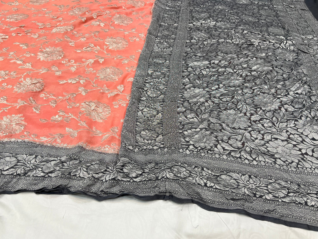 PURE BANARASI KHADDI CHIFFON SAREE