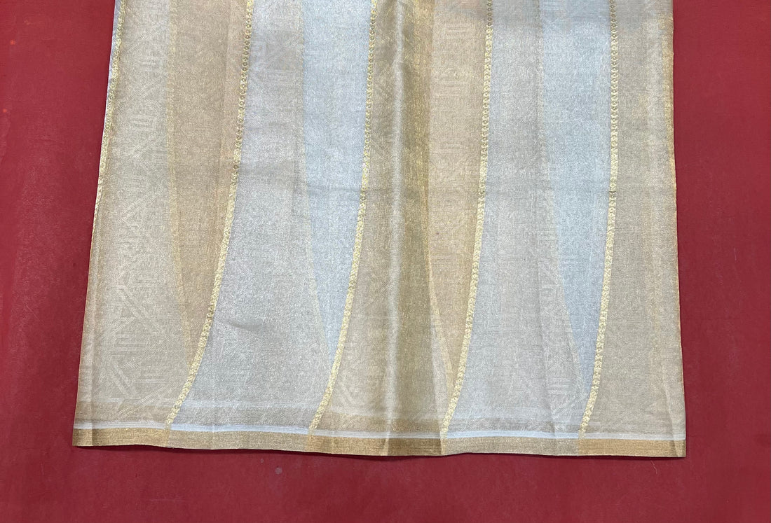 'BEIGE' PURE KORA TISSUE BANARASI SAREE