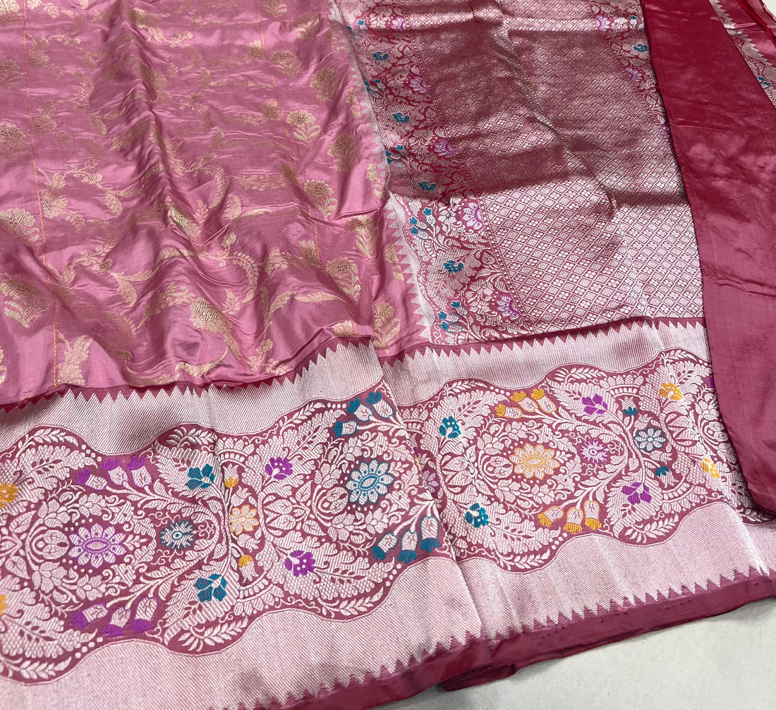 'ONION PINK' PURE KATAN SILK BANARASI HANDWOVEN SAREE