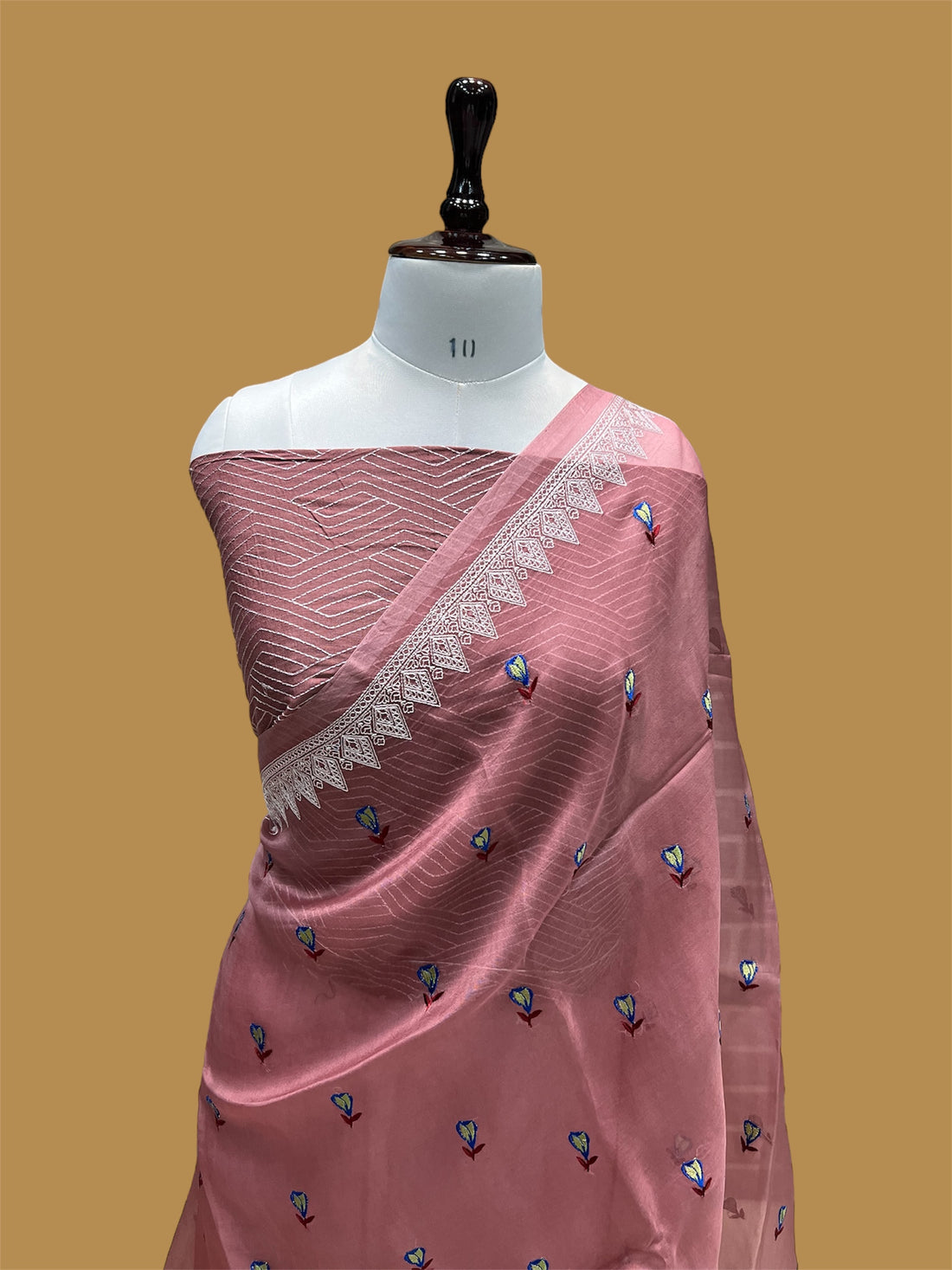 PURE BANARASI KORA CHIKANKARI SAREE