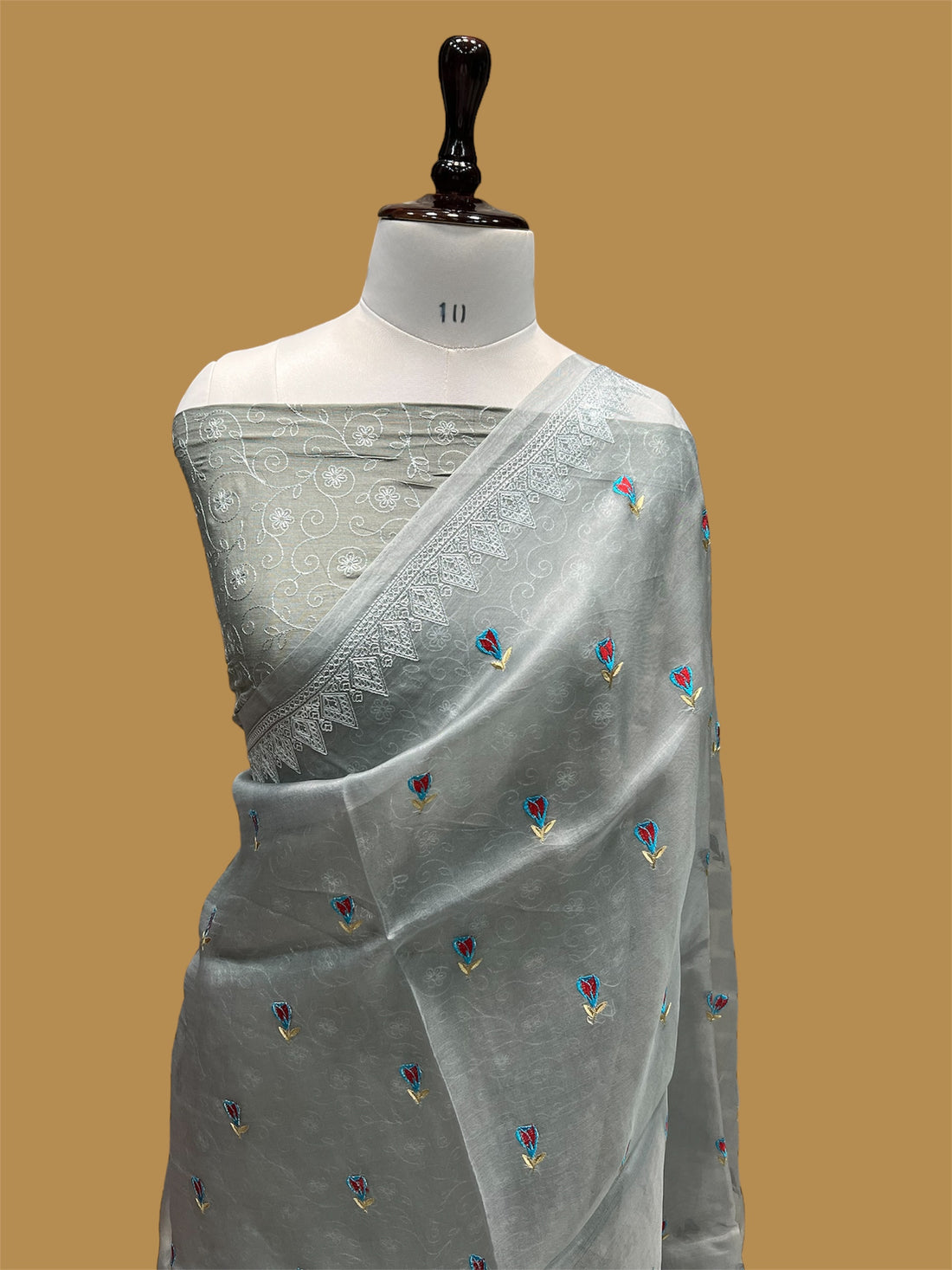 PURE BANARASI KORA CHIKANKARI SAREE