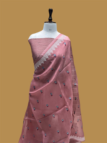 PURE BANARASI KORA CHIKANKARI SAREE