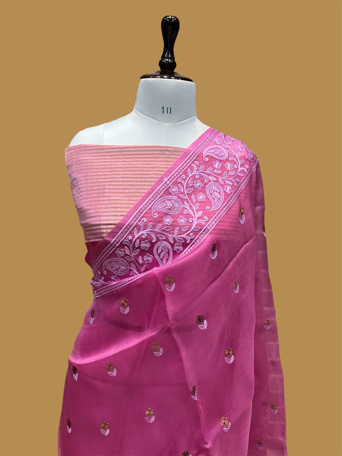 PURE BANARASI KORA CHIKANKARI SAREE