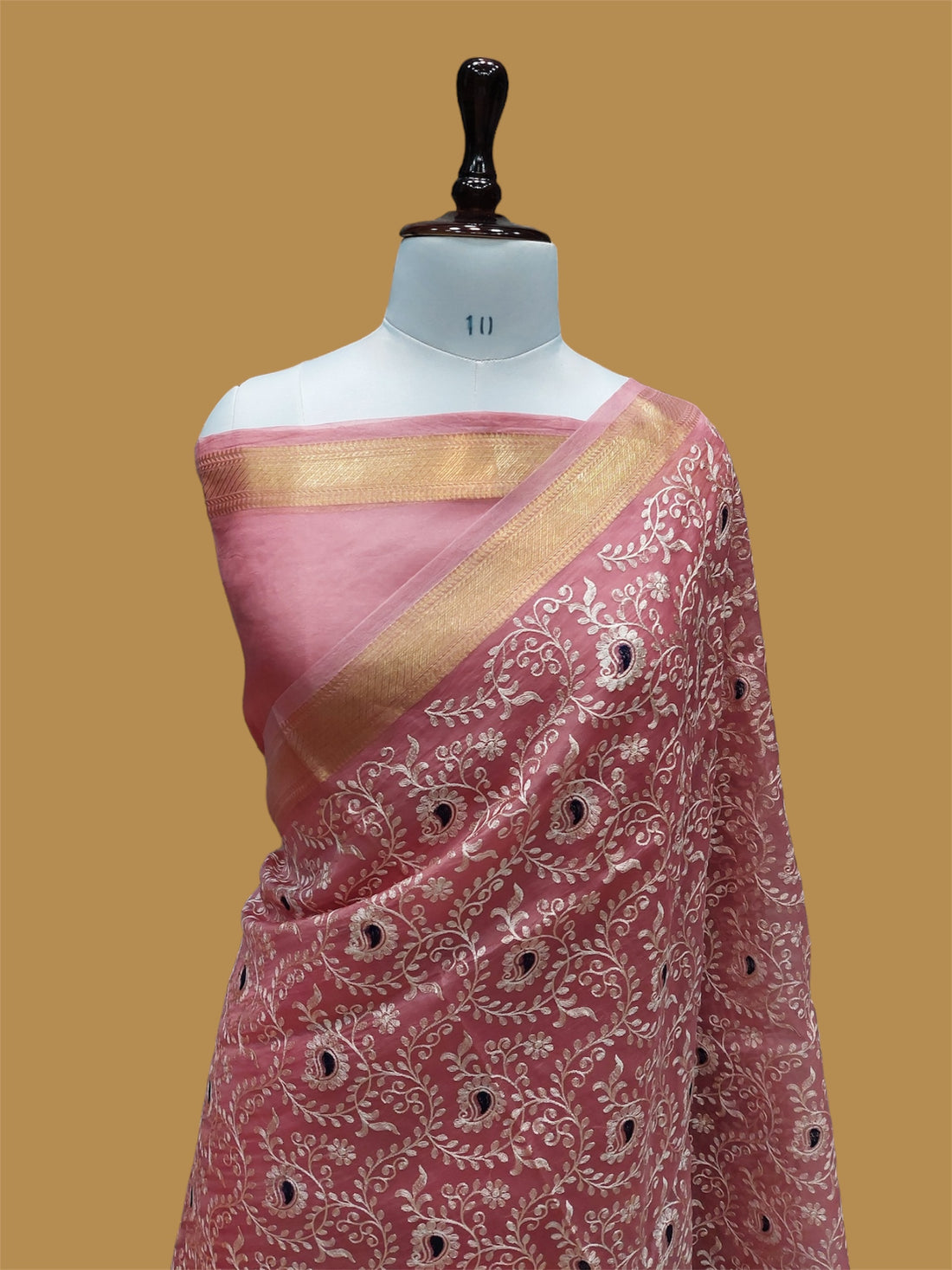 PURE BANARASI KORA KASHMIRI CHIKANKARI SAREE