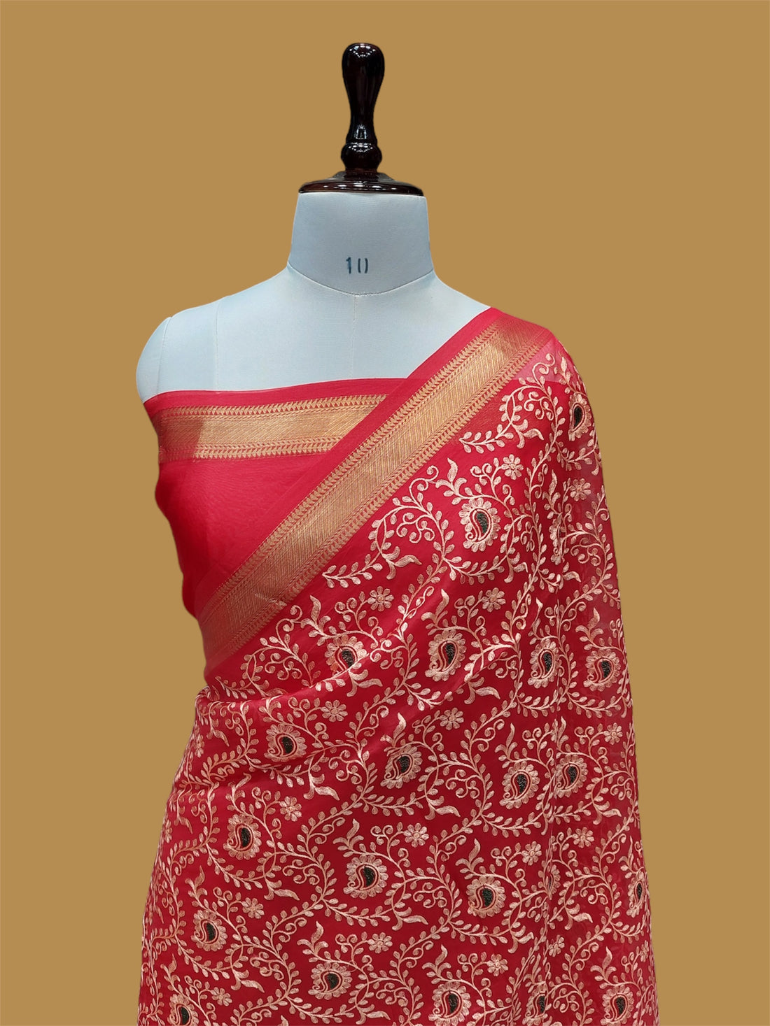 PURE BANARASI KORA KASHMIRI CHIKANKARI SAREE