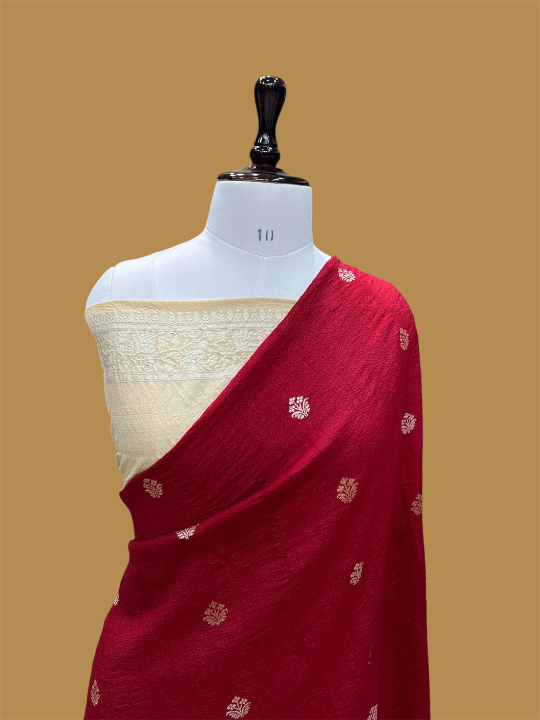 'PARKAR RED‘ HANDWOVEN PURE TUSSAR SILK KADHUA BANARASI SAREE