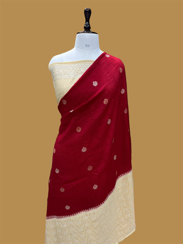 'PARKAR RED‘ HANDWOVEN PURE TUSSAR SILK KADHUA BANARASI SAREE