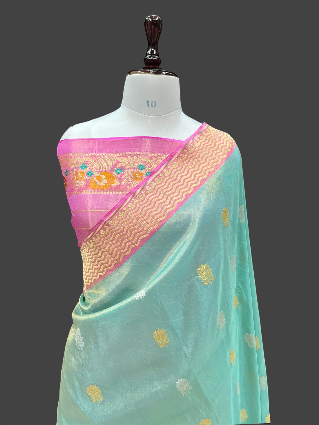 'SINAYA BLUE' PURE KATAN SILK TISSUE BANARASI SAREE