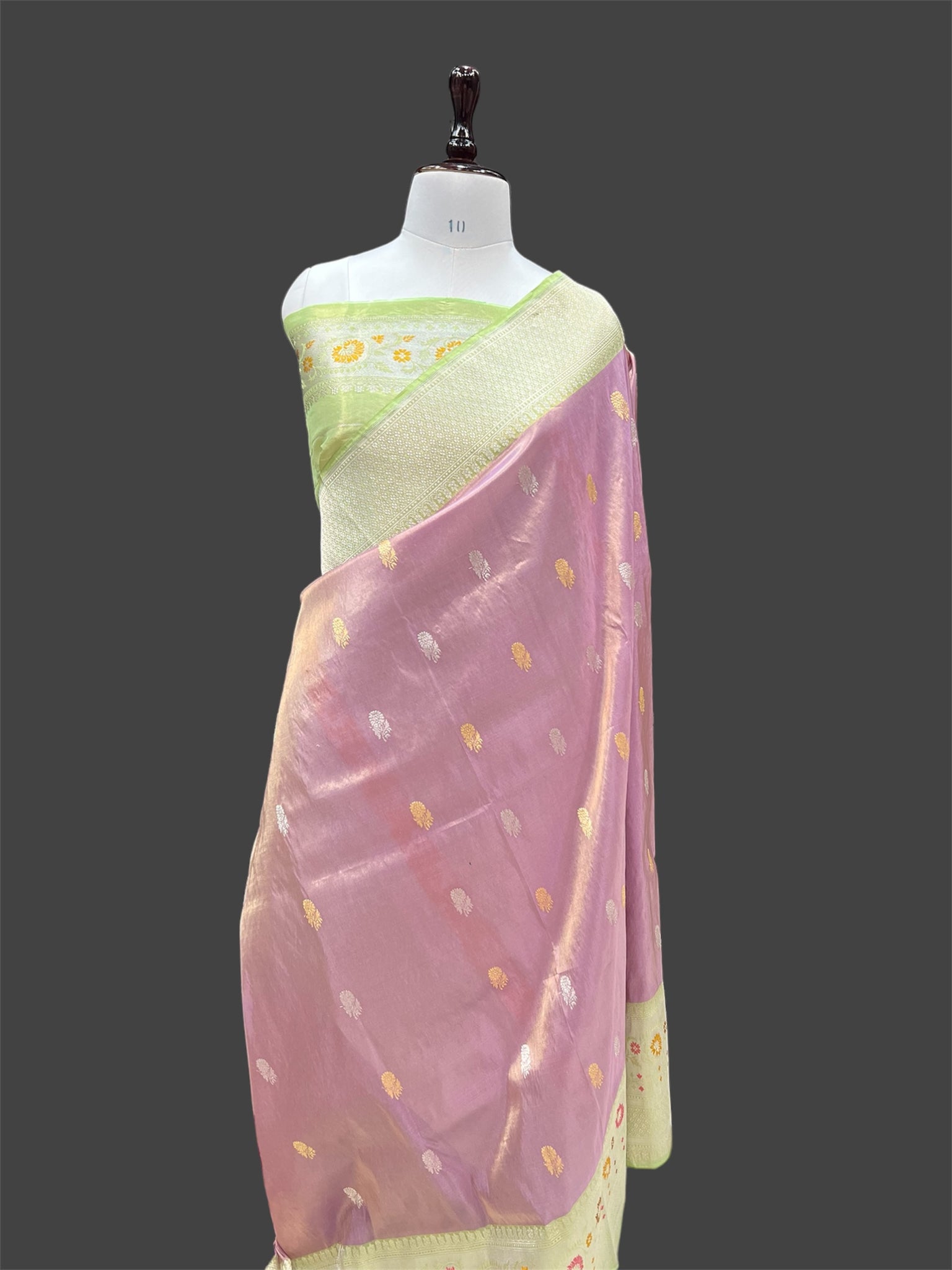 'LOFI' PEACH PURE KATAN SILK TISSUE BANARASI HANDWOVEN SAREE