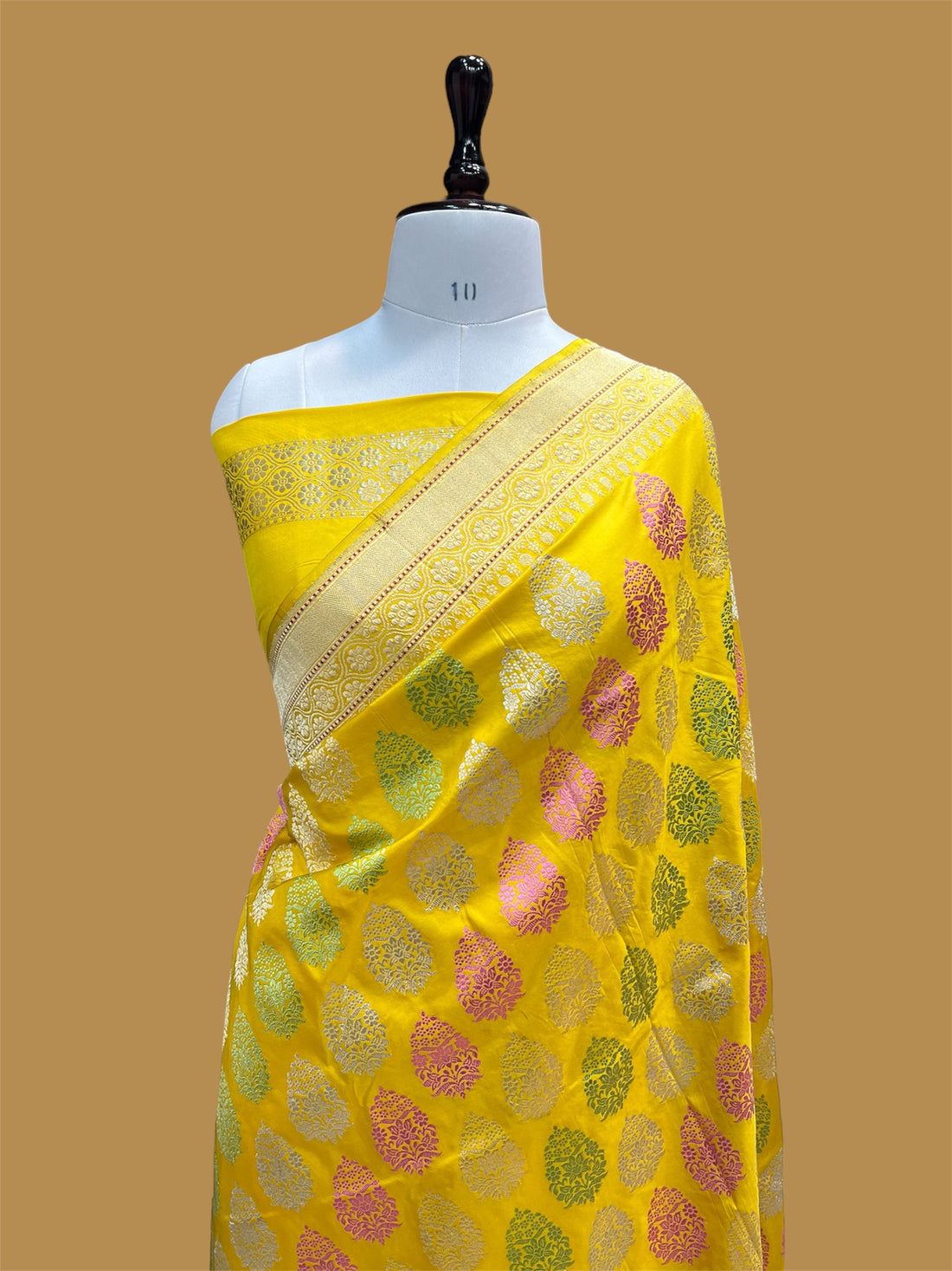 'LEMONADE' PURE KATAN SILK BANARASI HANDWOVEN BUTTA JANGLA SAREE