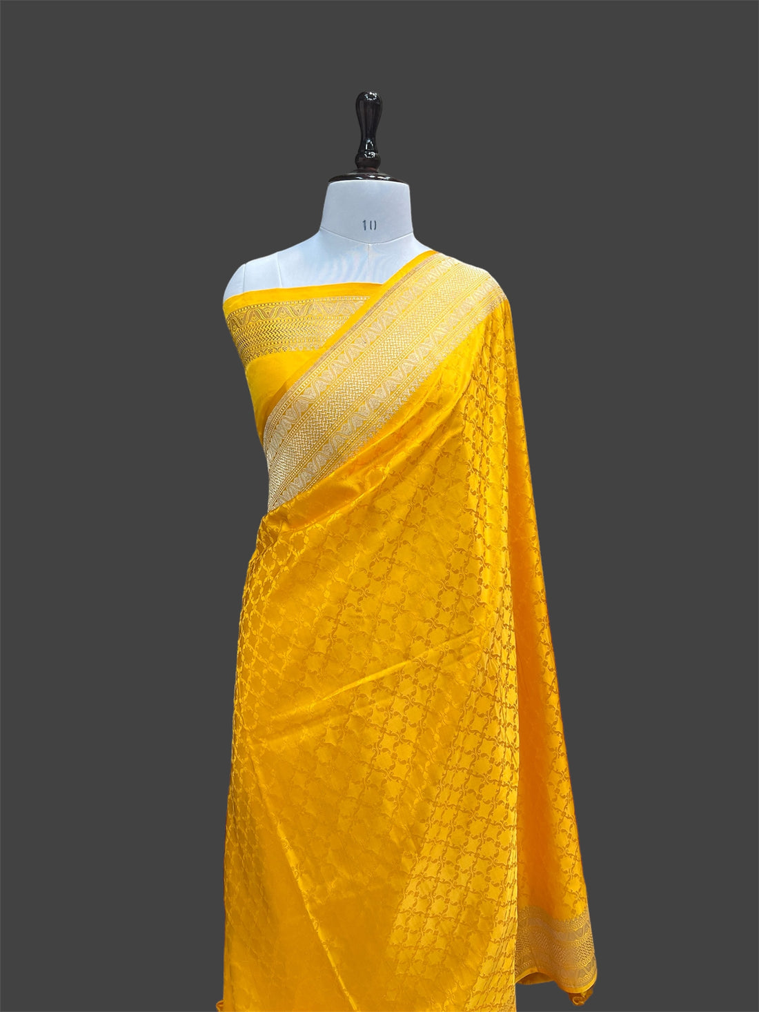 'TURMERIC' YELLOW PURE SATIN SILK BANARASI HANDWOVEN TANCHHUII SAREE