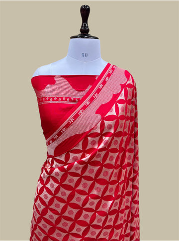 'SUPER RED' PURE MASHRU SILK BANARASI SAREE