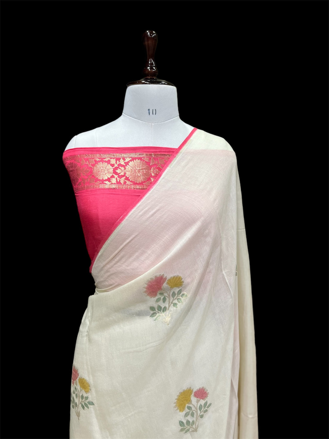 'OFF WHITE' PURE MOONGA TUSSAR SILK BANARASI SAREE