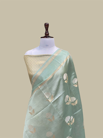 'SEA PEARL' PURE MANGO SILK BANARASI ALFI SAREE