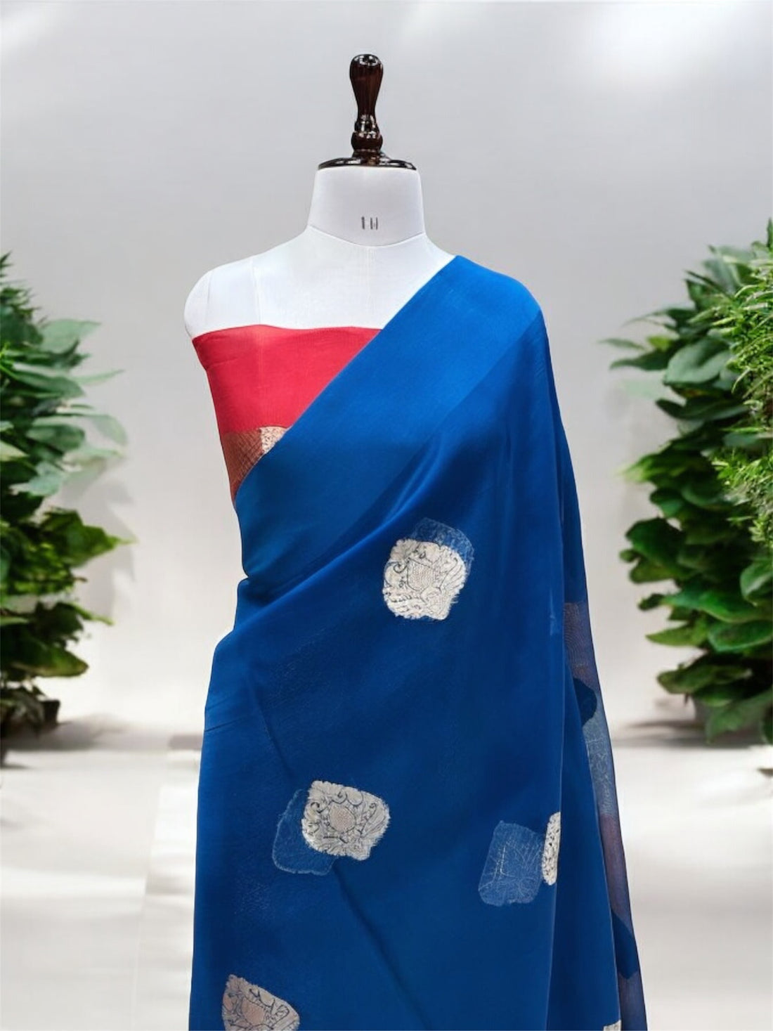 'GERMAN BLUE' PURE KORA HANDLOOM BANARASI SAREE