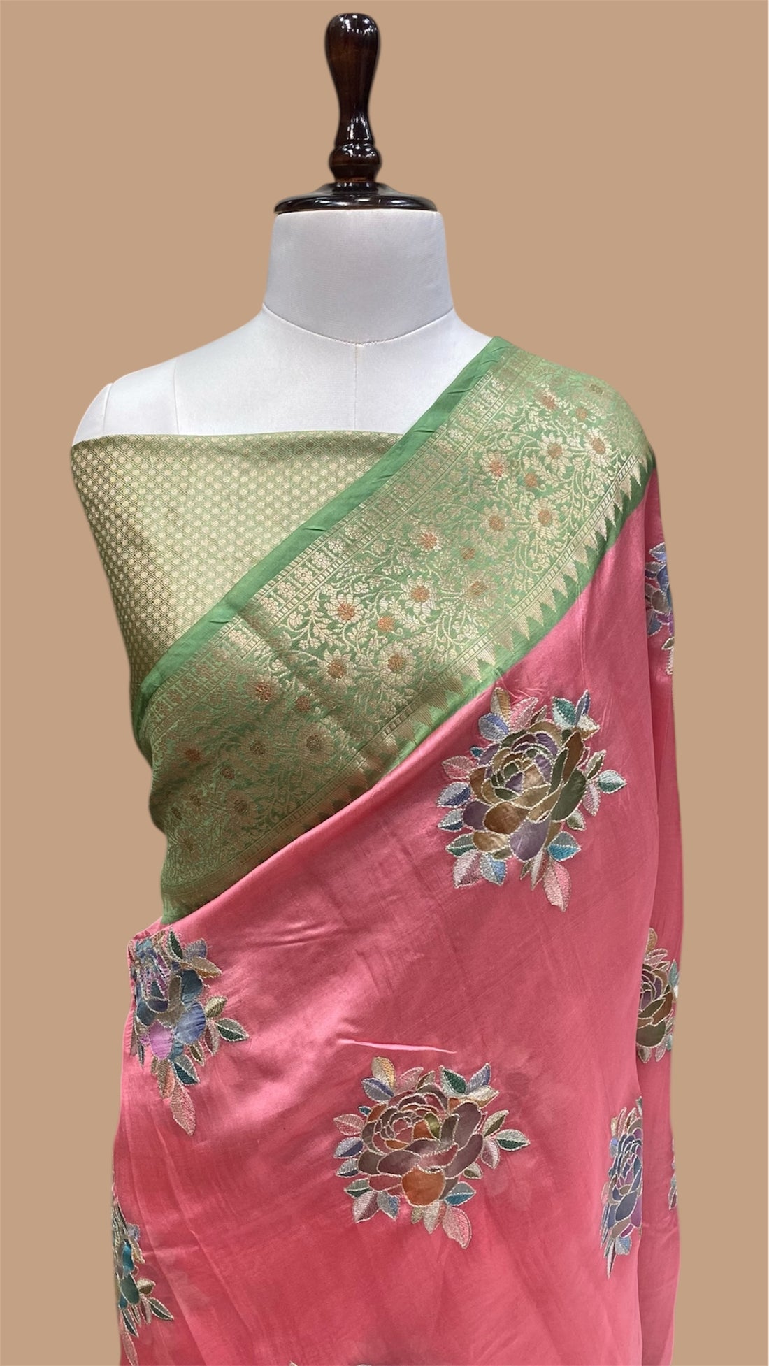 PURE MANGO SILK HANDLOOM BANARASI CHIKANKARI SAREE