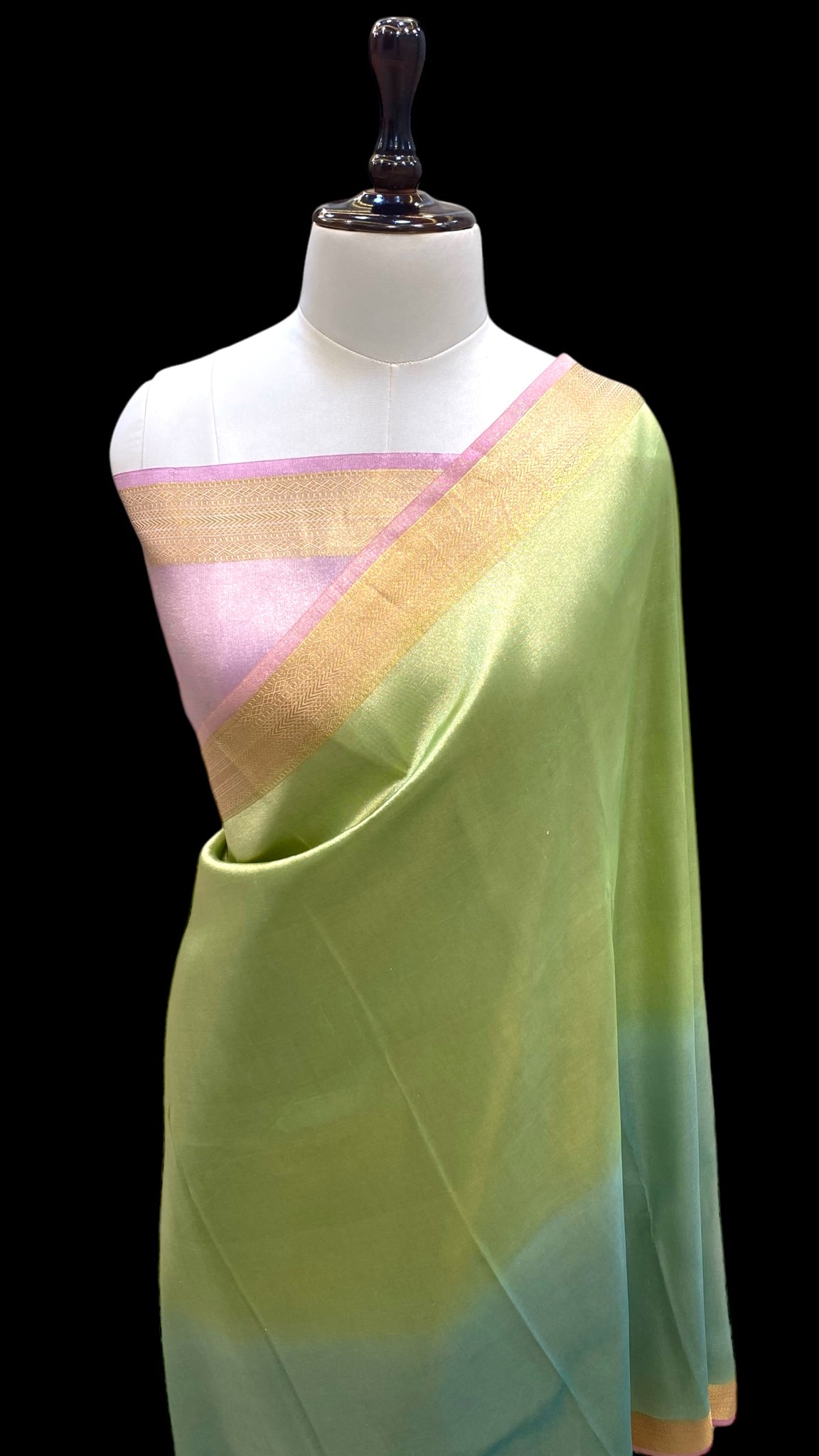 HANDWOVEN SATIN TISSUE SILK HANDPAINTED BANARASI SAREE